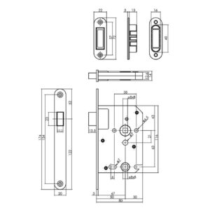 Magneet vrij-bezetslot 1264 RVS Voorplaat