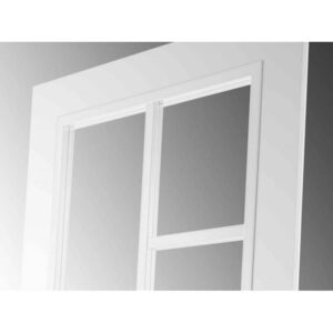 front glasdeur met witte glaslatten detail