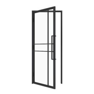 Stalen scharnierdeur met kozijn - helder glas - 6 vaks