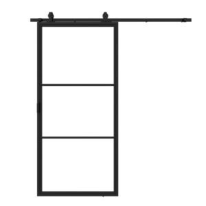 stalen schuifdeur 3 vaks met glas