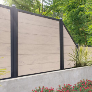 Tuindeur composiet Forte betongrijs incl slot en antraciet aluminium kader (90 x 180 cm)
