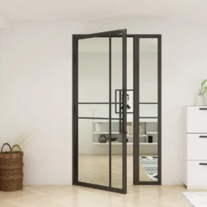 stalen scharnierdeur met paneel 6 vaks glas