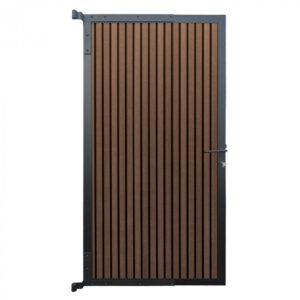 Tuindeur composiet co-ex Stripes Black - Natural dark brown met antraciet frame (90 x 180 cm)