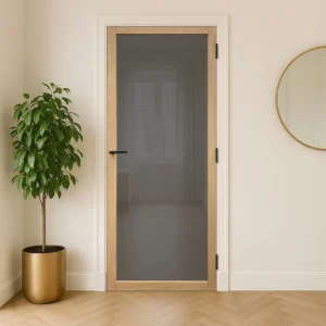 Eiken binnendeur Rossum met rookglas