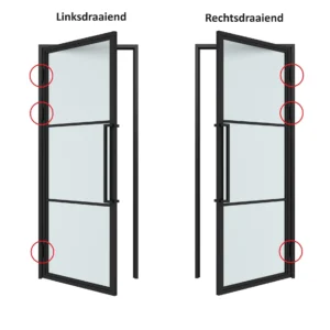 Maatwerk stalen scharnierdeur met kozijn – 6 vaks – glas
